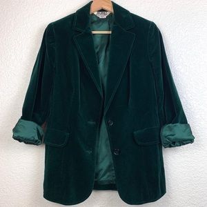 Vintage Emerald Velvet Long line blazer